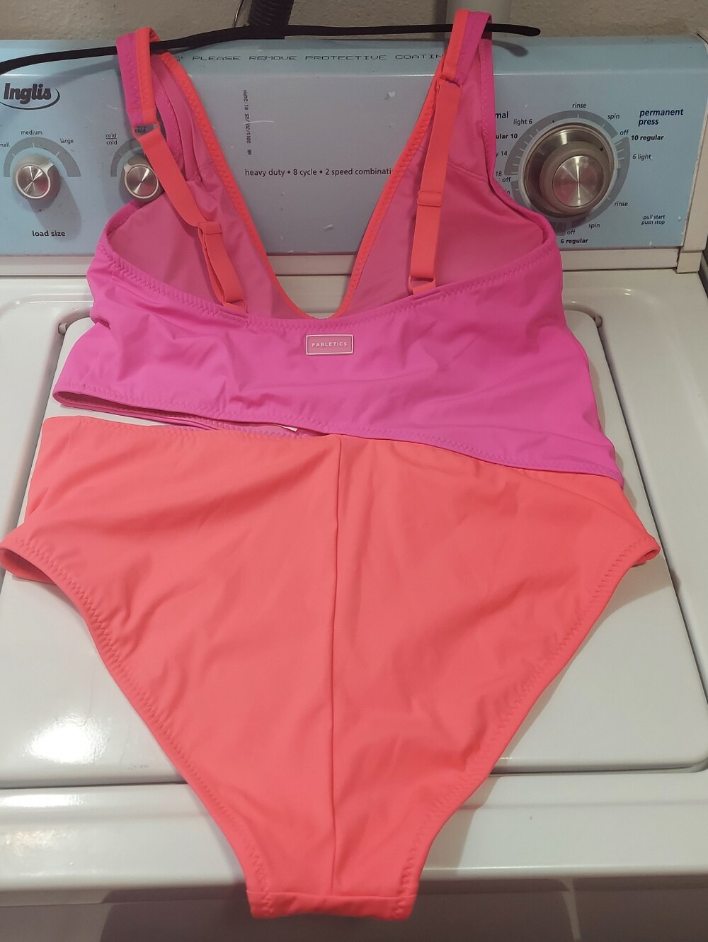 NWT Fabletics Seaside Cut Out One Piece  Pink and Coral Colorblock Swimsuit